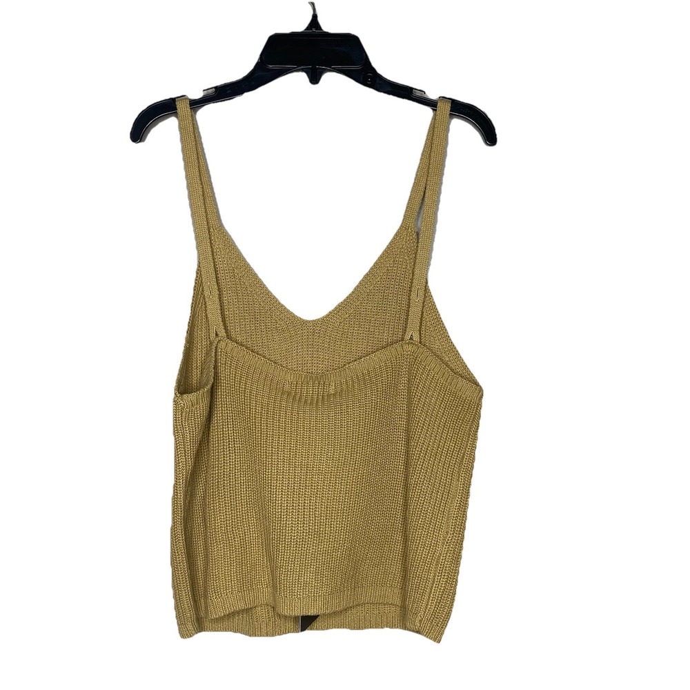 Frye Cable Knit Tan Tank Top Women's Size M V Neck Adjustable Strap - Picture 3 of 11
